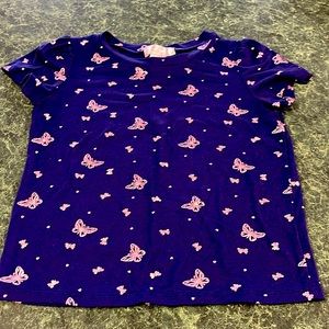 Love Maddie flowing blue with pink sparkle butterfly Tshirt sz 7-8